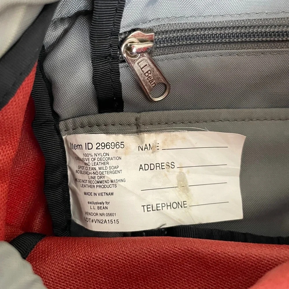 LL Bean Backpack Colorblock Hiking Gorpcore Trail Rucksack Leather Patch 296965
